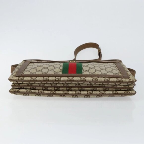 GUCCI GG Supreme Web Sherry Line Bag PVC Beige Gold 14 02 013 Auth 144420 - Picture 7 of 16